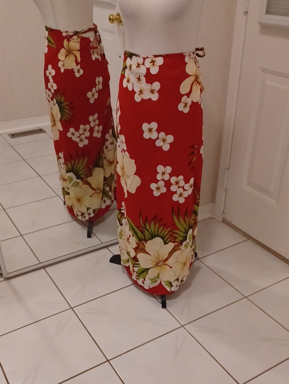2/$50 Red Floral Wrap Skirt - O/S